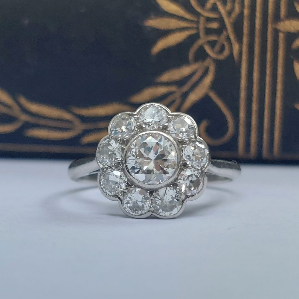 Antique Edwardian Old Cut Diamond Cluster Ring, 1.50ct