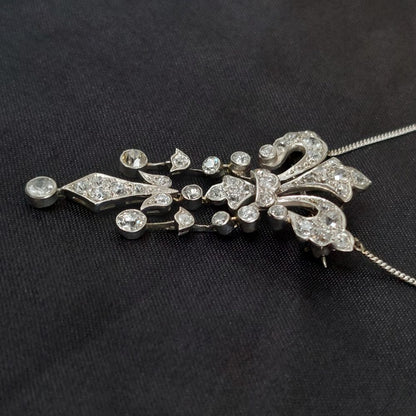 Antique Edwardian Old Cut Diamond Pendant Necklace