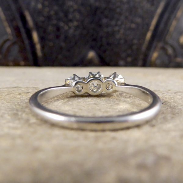 Antique Edwardian Old Cut Diamond Three Stone Platinum Ring