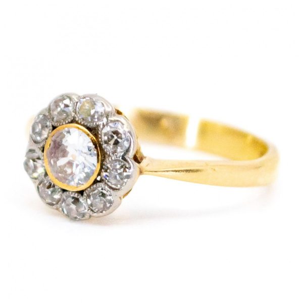 Antique Edwardian Old Mine Cut Diamond Cluster Ring