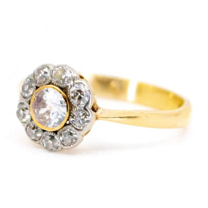 Antique Edwardian Old Mine Cut Diamond Cluster Ring