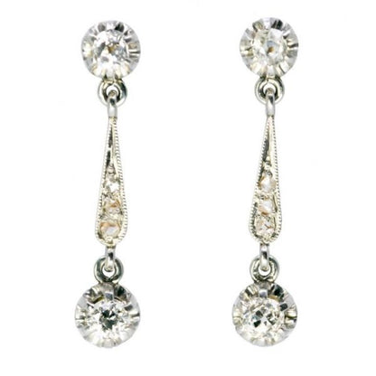 Antique Edwardian Old Mine Cut Diamond Earrings