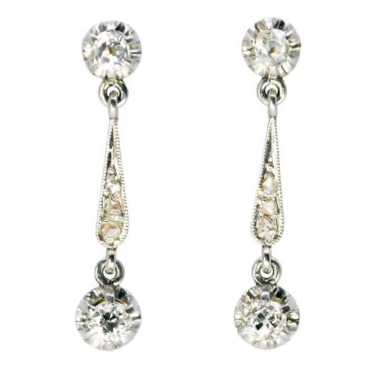 Antique Edwardian Old Mine Cut Diamond Earrings