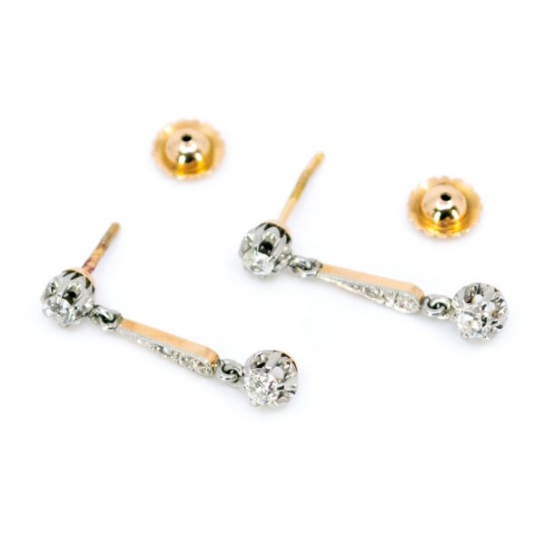 Antique Edwardian Old Mine Cut Diamond Earrings