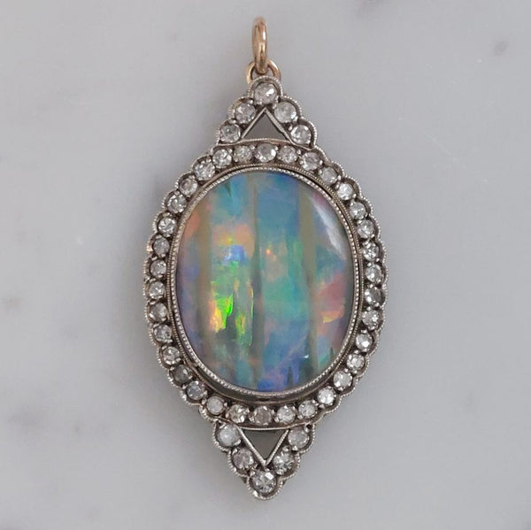 Antique Edwardian Opal and Diamond Pendant