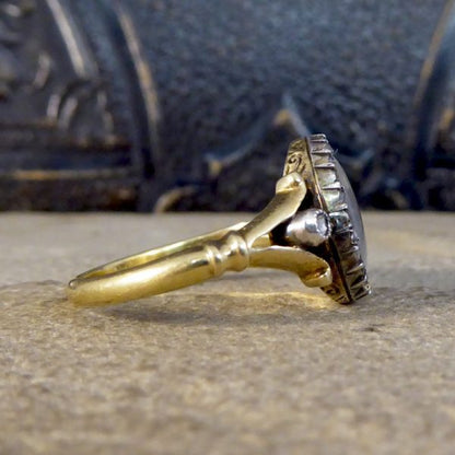 Antique Edwardian Portrait Ring with Rose Cut Diamonds