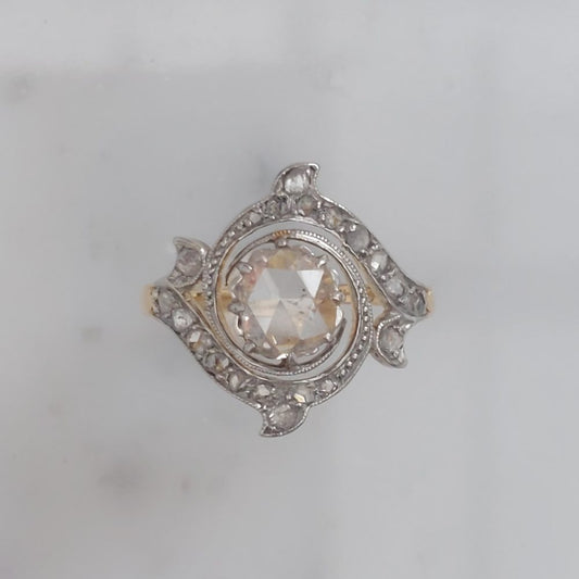 Antique Edwardian Rose Cut Diamond Cluster Ring