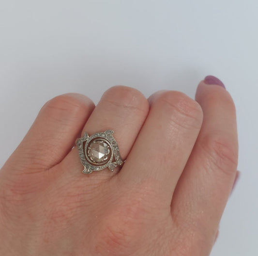 Antique Edwardian Rose Cut Diamond Cluster Ring