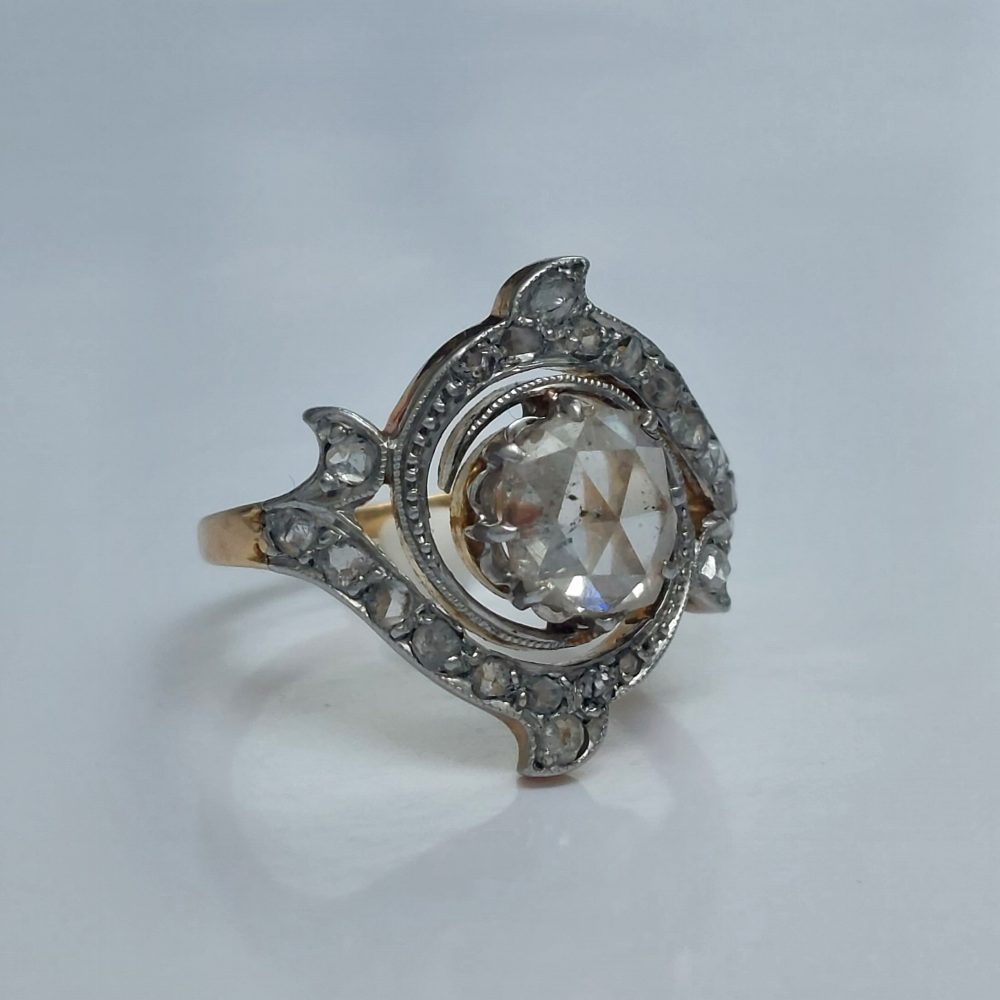 Antique Edwardian Rose Cut Diamond Cluster Ring