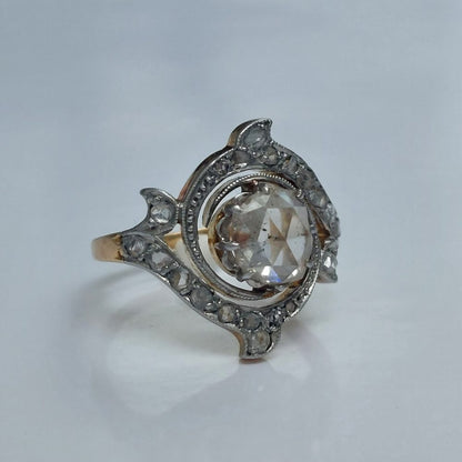 Antique Edwardian Rose Cut Diamond Cluster Ring