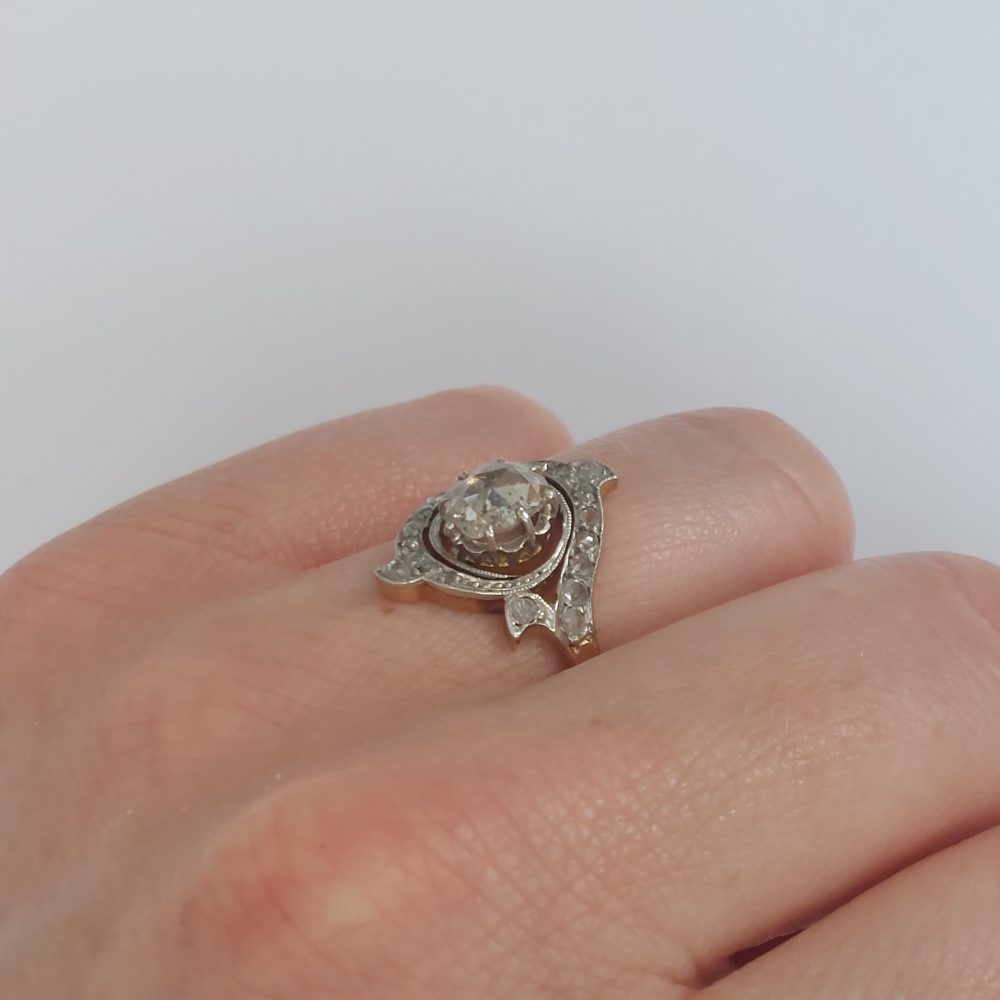 Antique Edwardian Rose Cut Diamond Cluster Ring