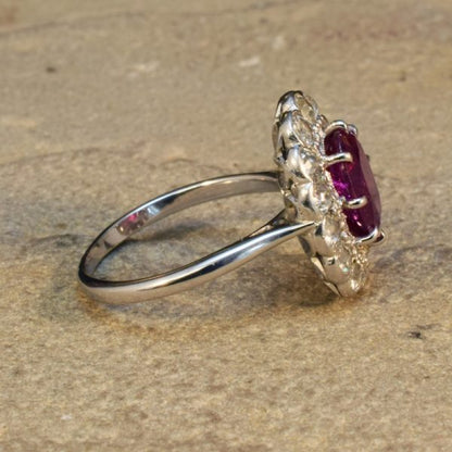Antique Edwardian Ruby 2.35ct and Diamond Cluster Ring