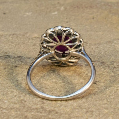 Antique Edwardian Ruby 2.35ct and Diamond Cluster Ring