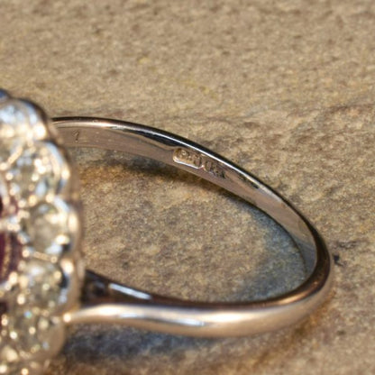 Antique Edwardian Ruby 2.35ct and Diamond Cluster Ring