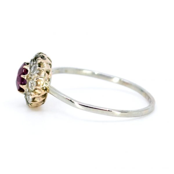 Antique Edwardian Ruby and Old Mine Cut Diamond Ring