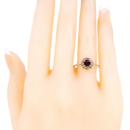 Antique Edwardian Ruby and Old Mine Cut Diamond Ring