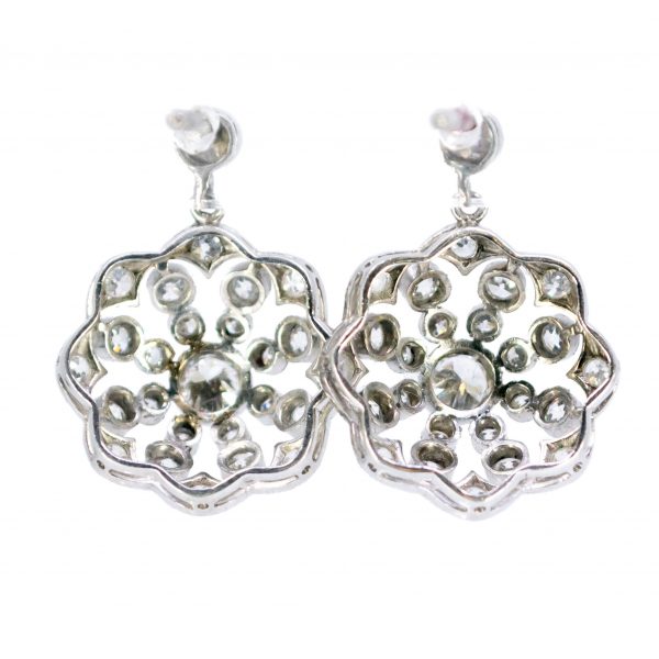 Antique Edwardian Style Diamond and Platinum Drop Earrings 
