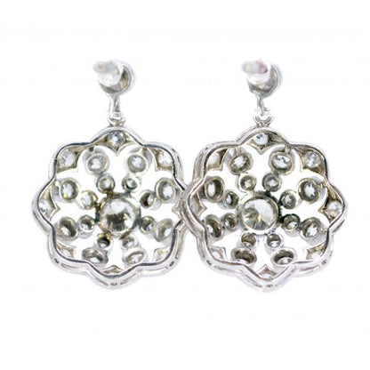 Antique Edwardian Style Diamond and Platinum Drop Earrings 