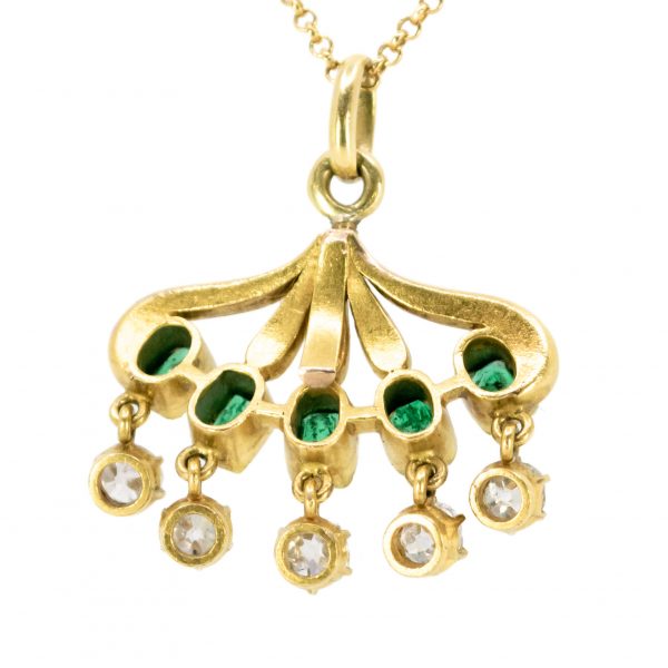Antique Emerald And Old Cut Diamond Pendant