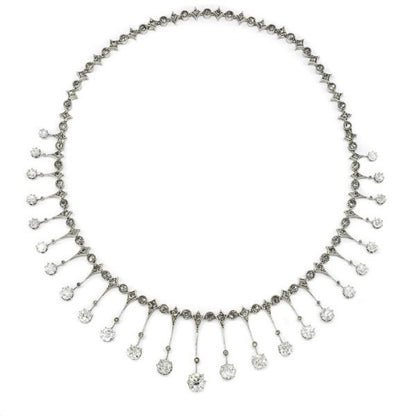 Antique French Diamond Fringe Necklace Circa 1900