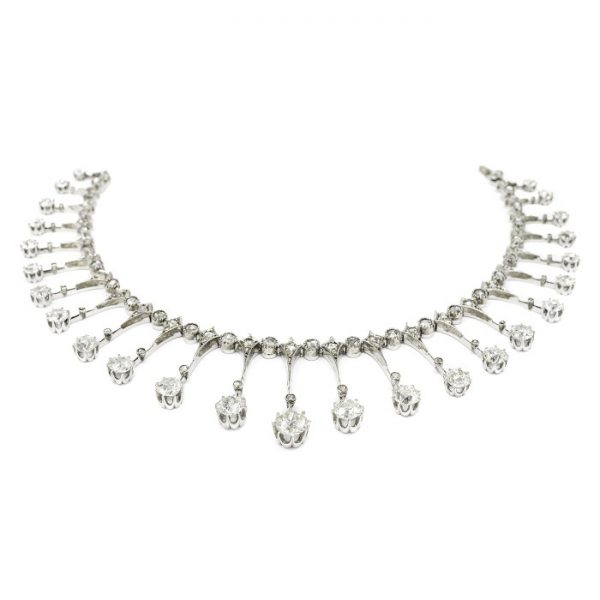 Antique French Diamond Fringe Necklace Circa 1900