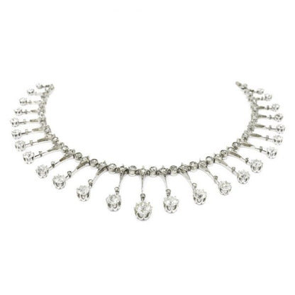 Antique French Diamond Fringe Necklace Circa 1900