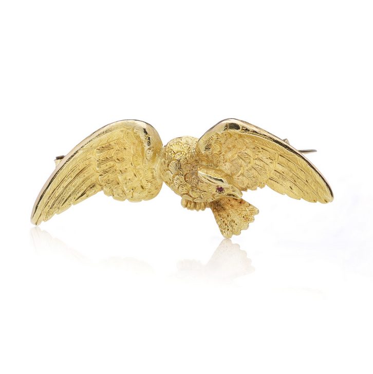 Antique French Gold Eagle Brooch