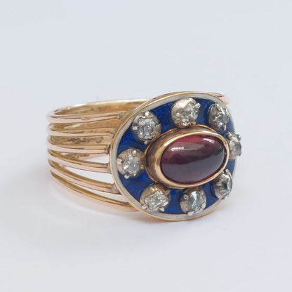 Antique Garnet and Firmament Diamond Ring