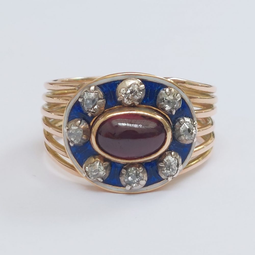 Antique Garnet and Firmament Diamond Ring