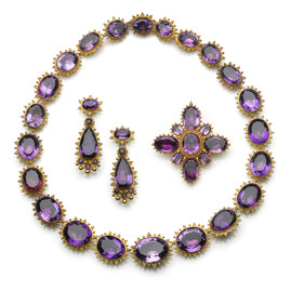 Antique Georgian Amethyst Gold Cannetille Suite