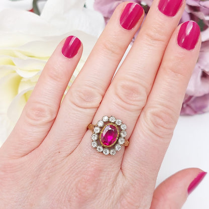 Antique Georgian Burma Ruby and Old Cut Diamond Ring PU10