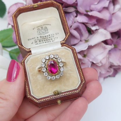 Antique Georgian Burma Ruby and Old Cut Diamond Ring PU10