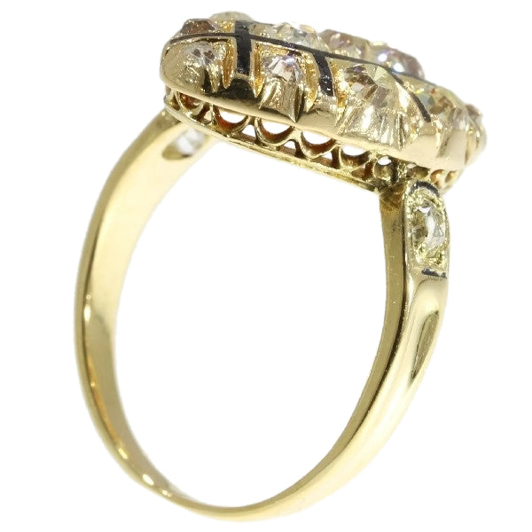 Antique Georgian Diamond Enamel Gold Ring