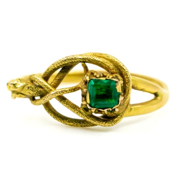 Antique Georgian Emerald Set Snake Gold Ring