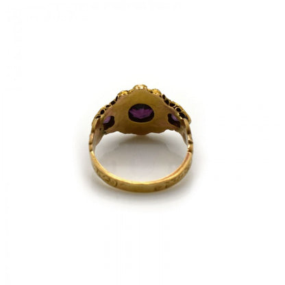 Antique Georgian Garnet Pearl Gold Ring