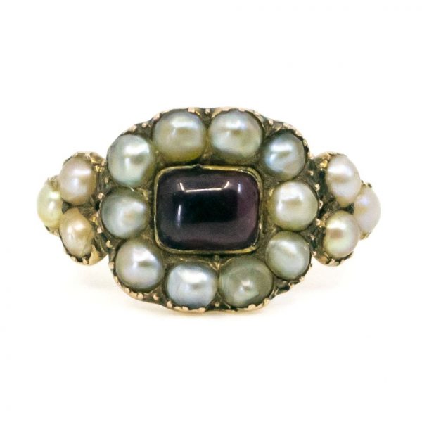 Antique Georgian Garnet and Pearl Ring