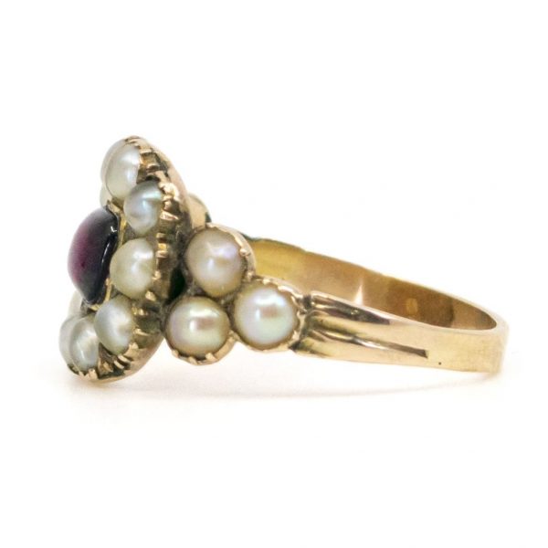 Antique Georgian Garnet and Pearl Ring