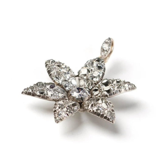 Antique Georgian Old Cut Diamond Flower Pendant, Late 18th century Circa 1790