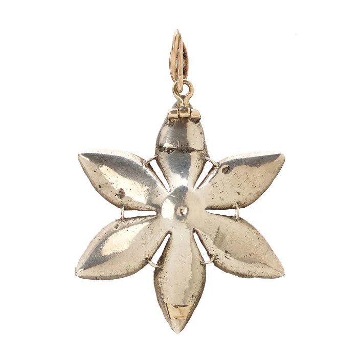 Antique Georgian Old Cut Diamond Flower Pendant, Late 18th century Circa 1790