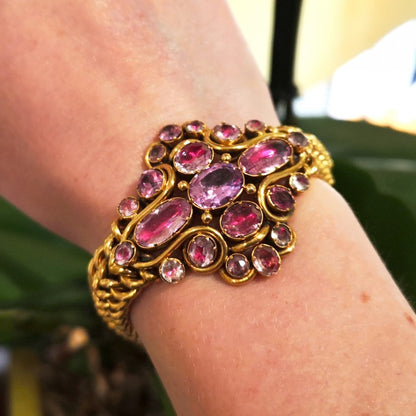 Antique Georgian Pink Topaz Gold Bracelet