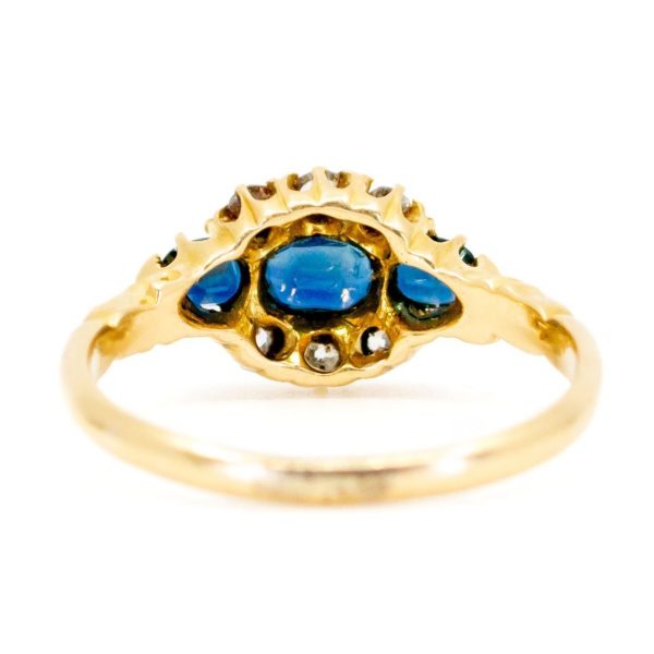 Antique Georgian Sapphire & Diamond Gold Cluster Ring