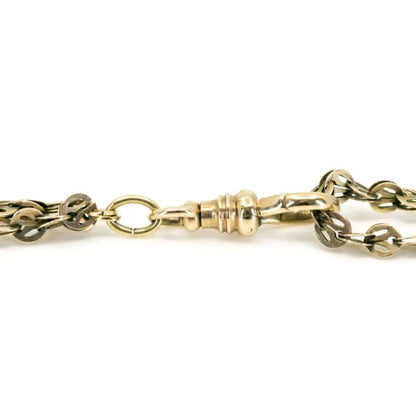 Antique Gold Enamel and Pearl Chain Necklace