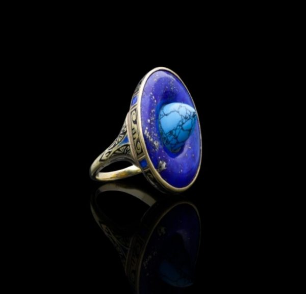 Antique Lapis and Turquoise Gold Ring, Circa 1910