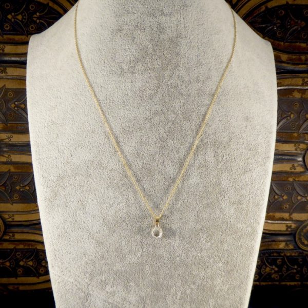 Antique Late Georgian Rose Cut Diamond Pendant on 18ct Gold Chain