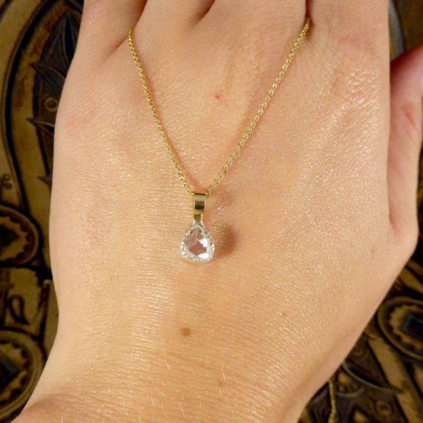 Antique Late Georgian Rose Cut Diamond Pendant on 18ct Gold Chain