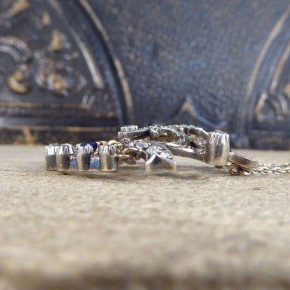 Antique Late Victorian Sapphire and Diamond Pendant Necklace
