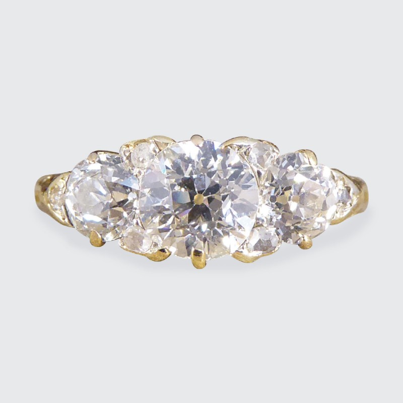 Antique Late Victorian 1.52ct Diamond Three Stone Ring