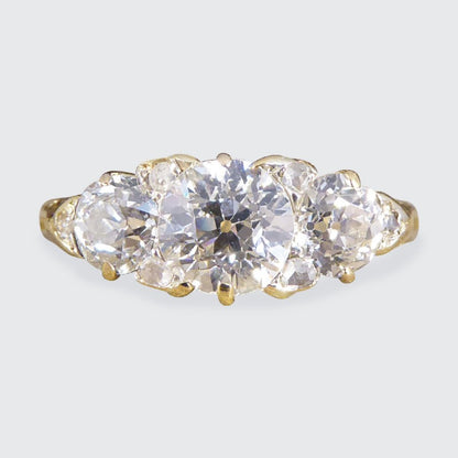 Antique Late Victorian 1.52ct Diamond Three Stone Ring