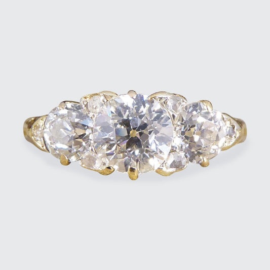 Antique Late Victorian 1.52ct Diamond Three Stone Ring