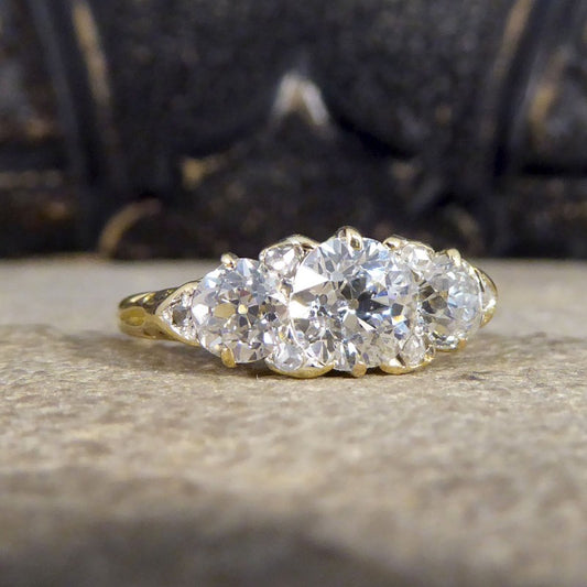 Antique Late Victorian 1.52ct Diamond Three Stone Ring